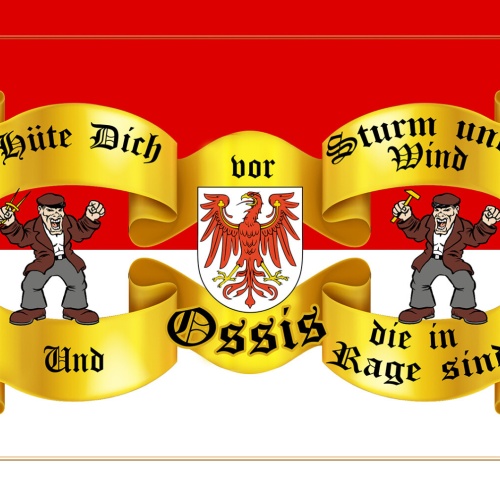 Schild Spruch Hüte dich vor Strum und Wind und Ossis die in Rage sind DDR JW