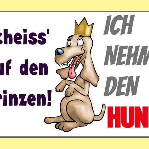 Schild Spruch Scheiß auf Prinzen Ich nehm Hund Comic JW