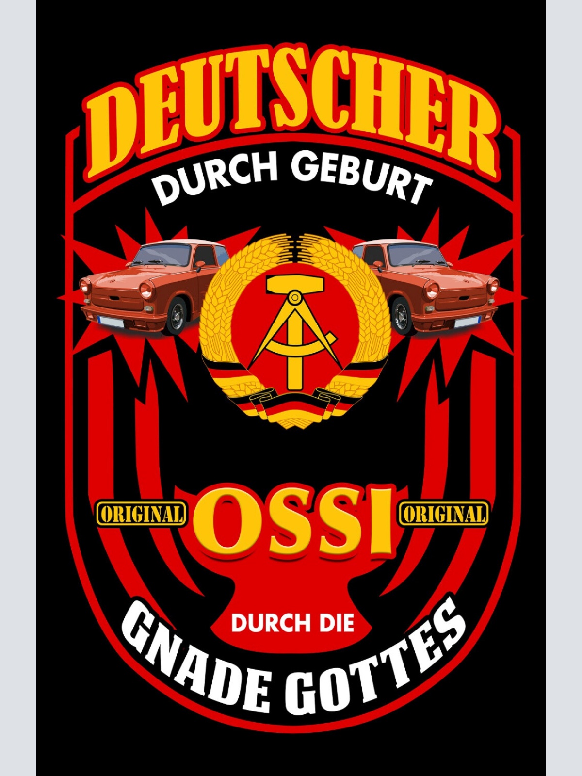 Schild Spruch Deutscher durch Geburt Ossi durch die Gnade Gottes DDR JW
