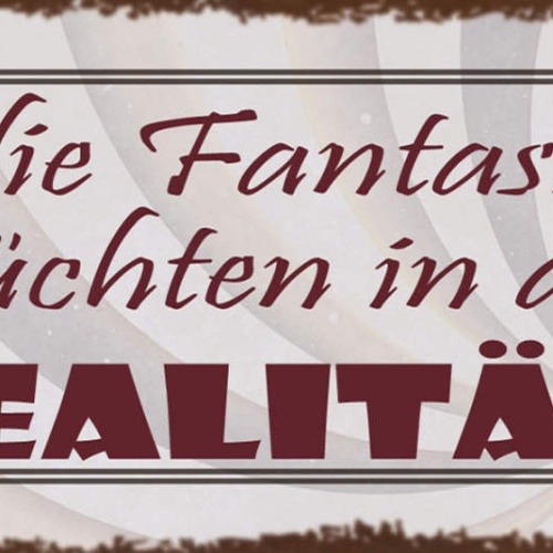 Schild Nur Die Fantasielosen Flüchten In Die Realität Leben 27x10 Blech od.Holz