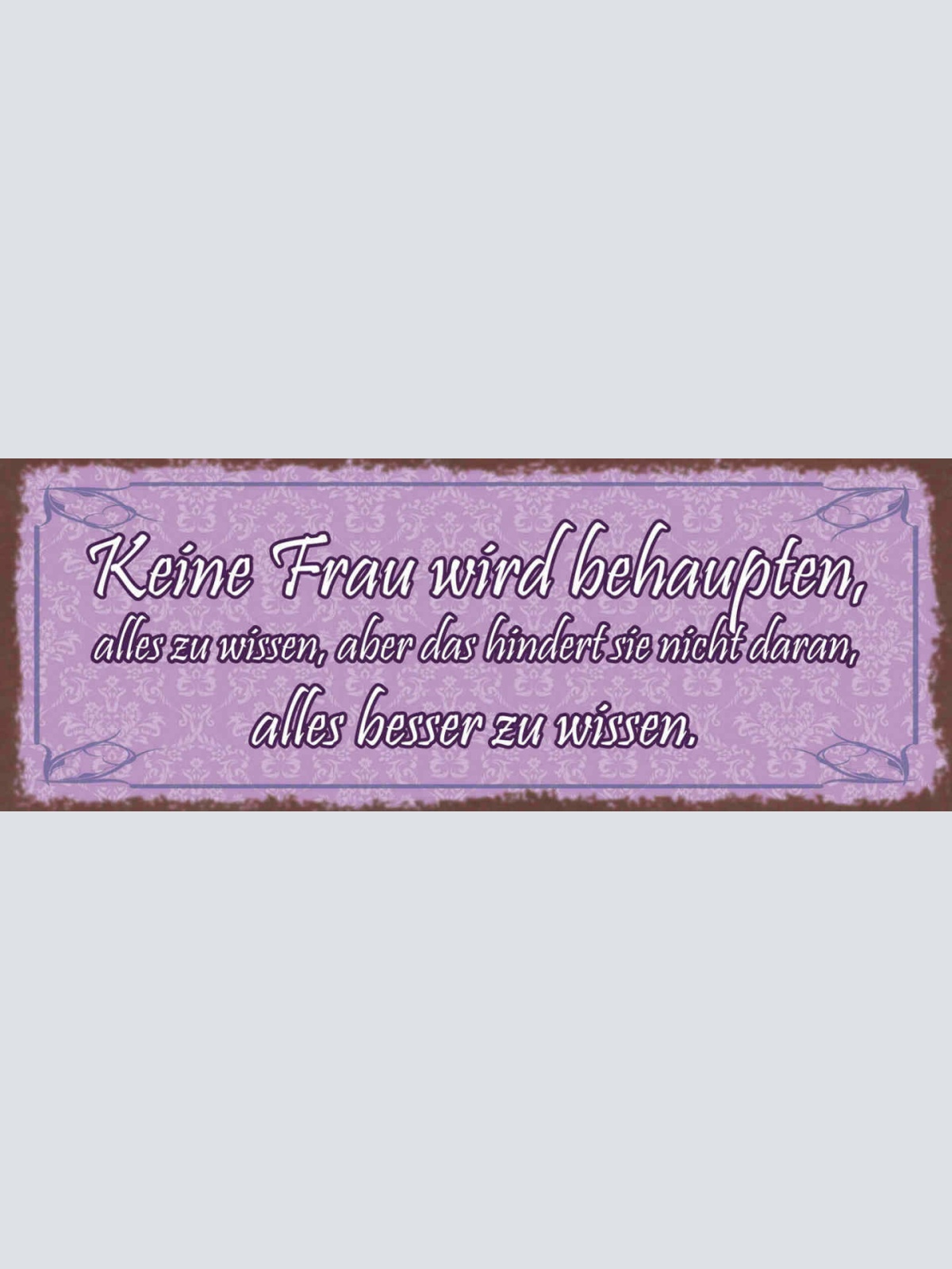 Schild Keine Frau Wird Behaupten Alles Zu Wissen Hindert Nich Besser Zu Wissen