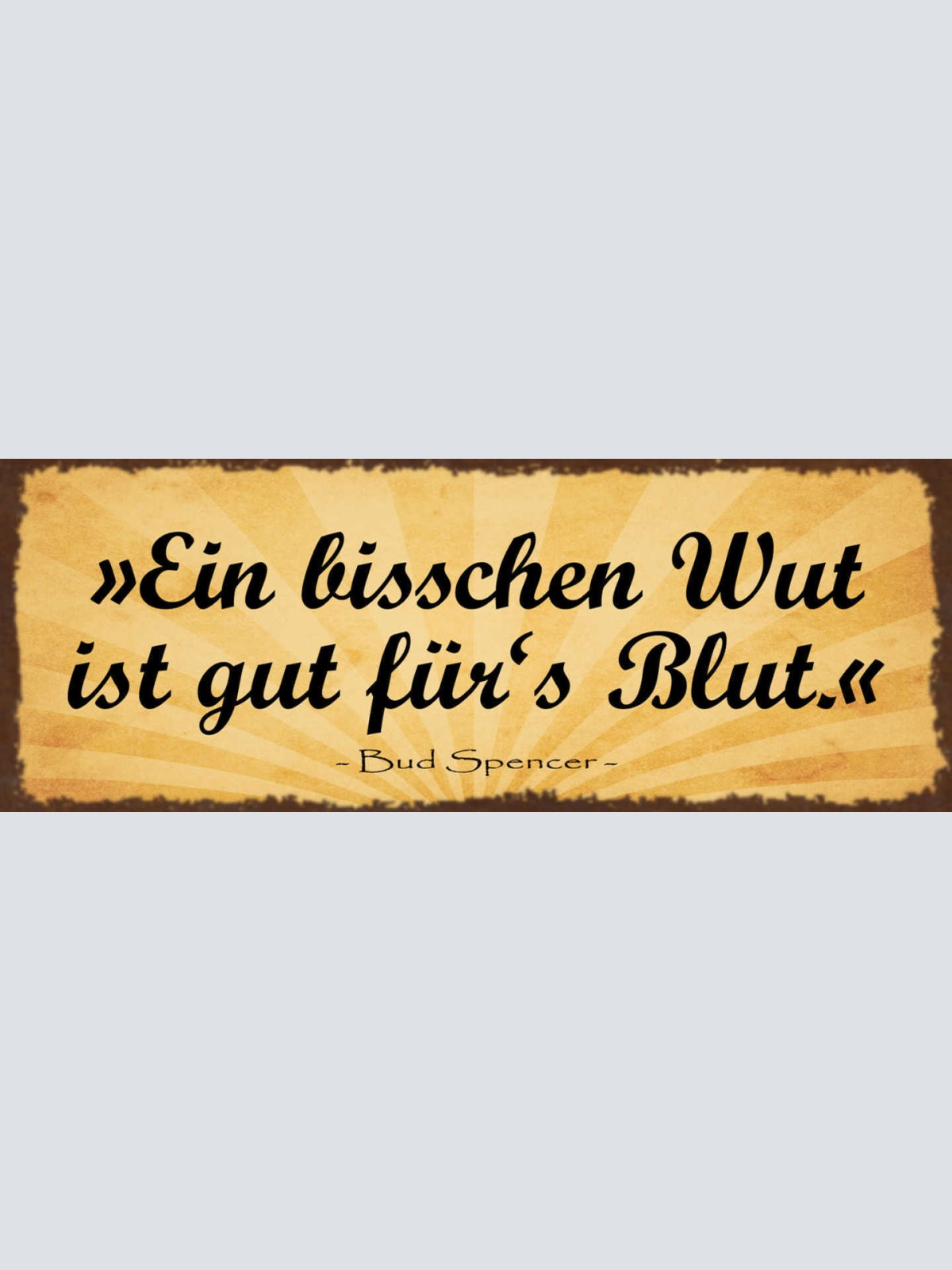 Schild Ein Bisschen Wut Ist Gut Für's Blut Bud Spencer 27x10 Blech od.Holz