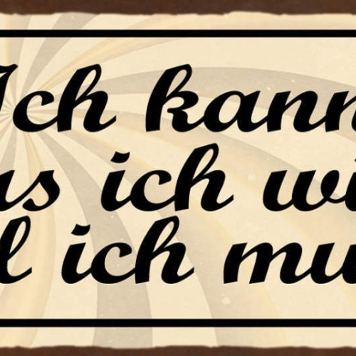 Schild Ich Kann Was Ich Will Wenn Ich Muss Willen Müssen 27x10 Blech od.Holz