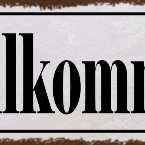 Schild Willkommen Herein Gast Gäste Wohnung Haus Geschäft 27x10 Blech od.Holz