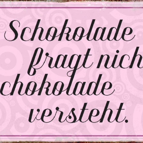 Schild Spruch Schokolade fragt nicht Schokolade versteht Essen JW