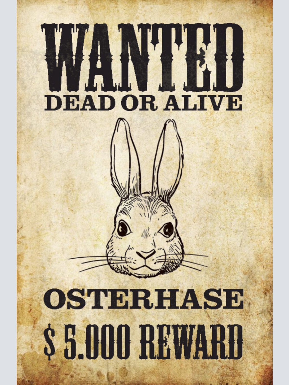 Schild Spruch Wanted Dead or Alive Gesucht Tot Lebend Osterhase JW