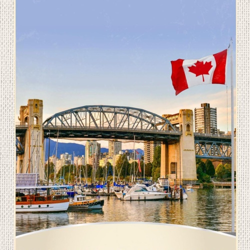 Schild Spruch Vancouver Canada Kanada Meer Hochhäuser Brücke Schiffe Hafen JW