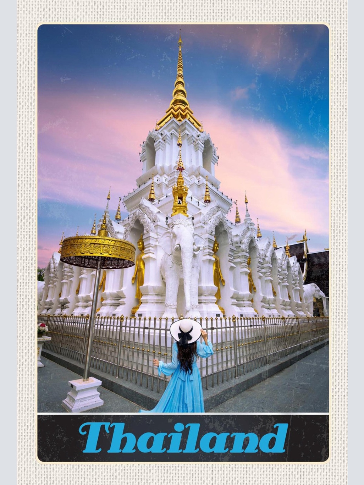 Schild Spruch Thailand Tempel Frau