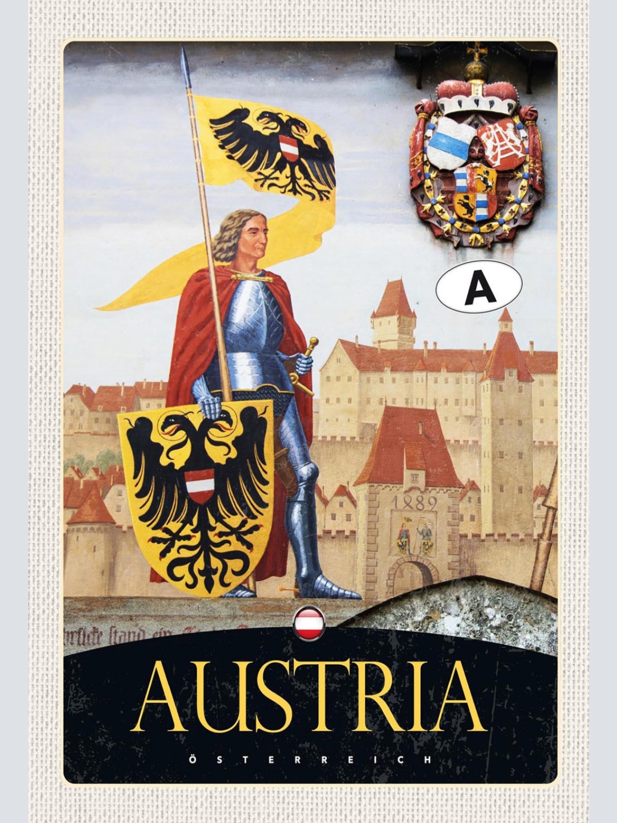 Schild Spruch Austria Österreich Geschichte Burg Habsburger JW