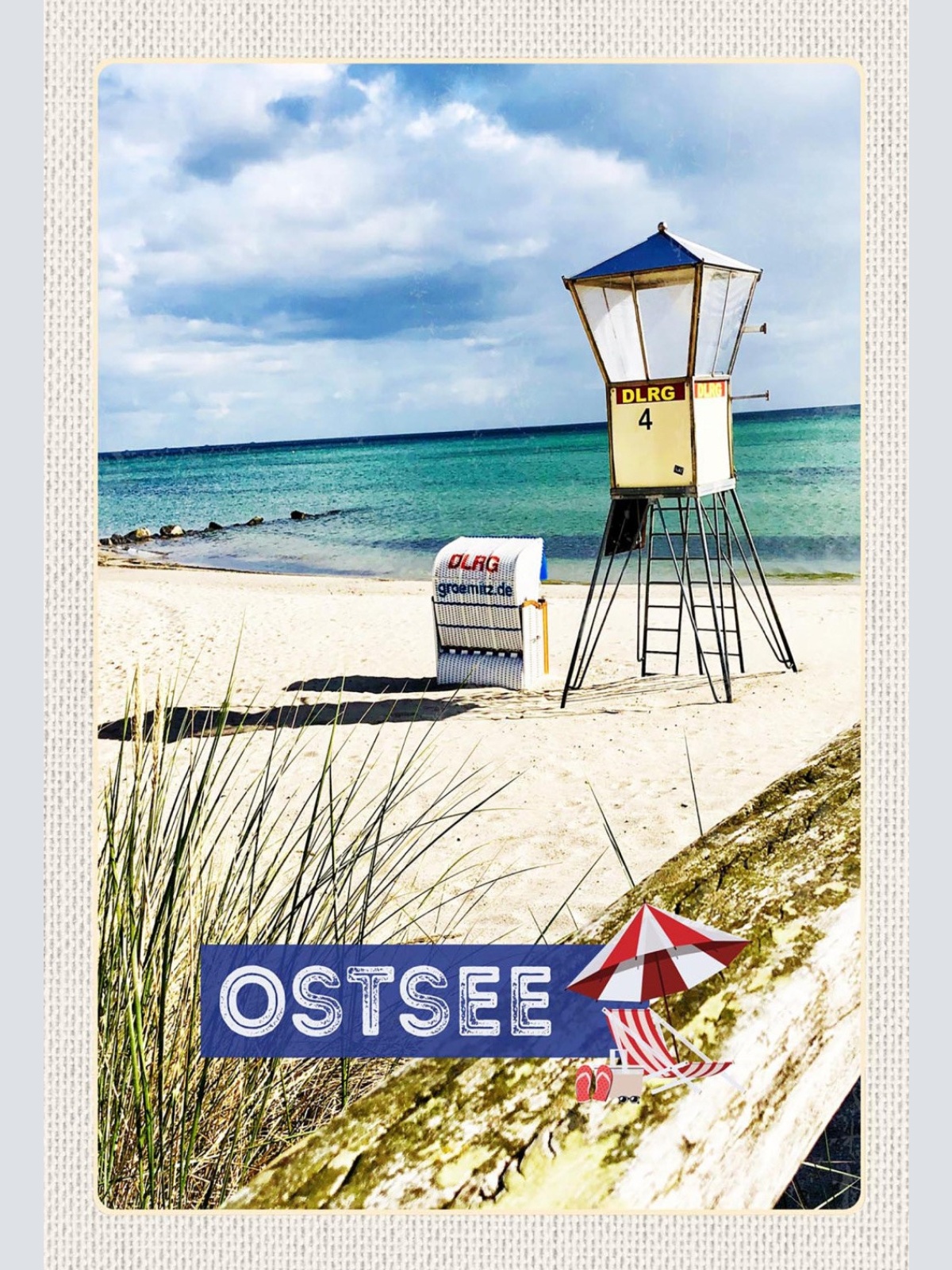 Schild Spruch Ostsee Deutschland Meer Strandkorb JW