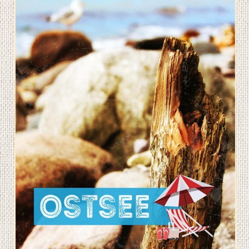 Schild Spruch Ostsee Deutschland Meer Möwe Pflock JW