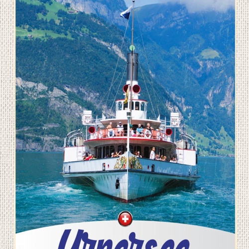 Schild Spruch Urnersee Switzerland Schweiz Schiff Berge JW