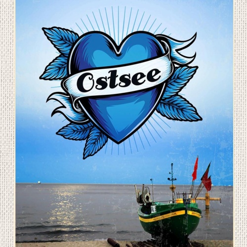 Schild Spruch Herz Liebe Ostsee Deutschland Meer Schiff Strand JW