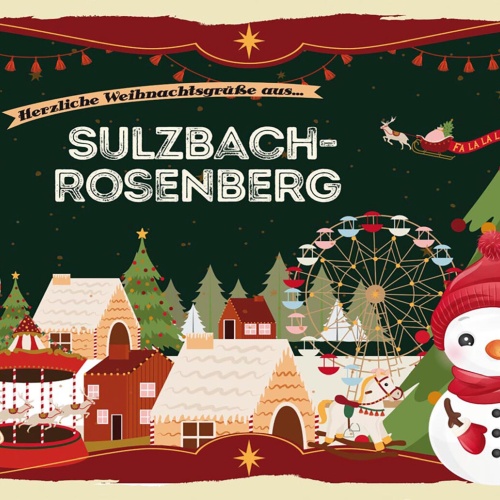Schild Spruch Herzliche Weihnachtsgrüße aus Sulzbach-Rosenberg Comic JW