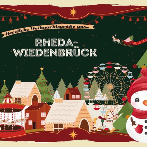 Schild Spruch Herzliche Weihnachtsgrüße aus Rheda-Wiedenbrück Comic JW