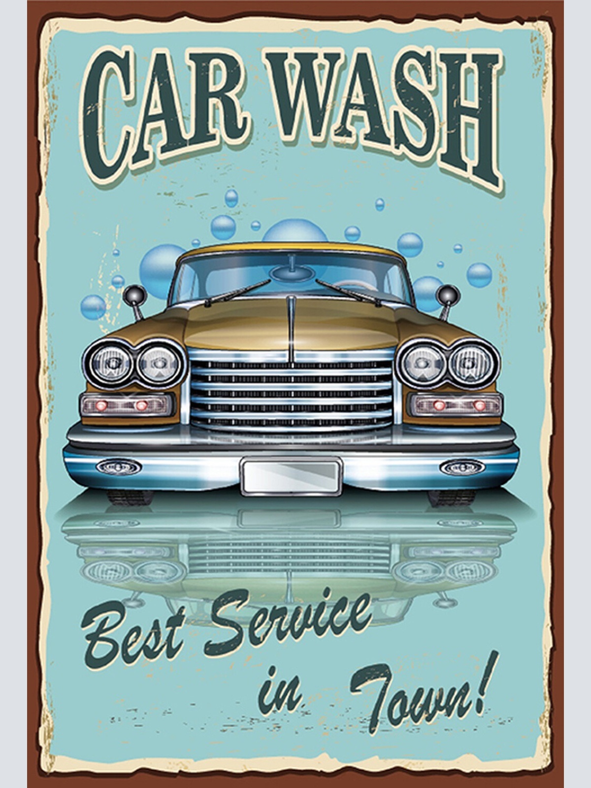 Schild Spruch Car Wash Autowäsche Best Service in Town Oldtimer Comic JW
