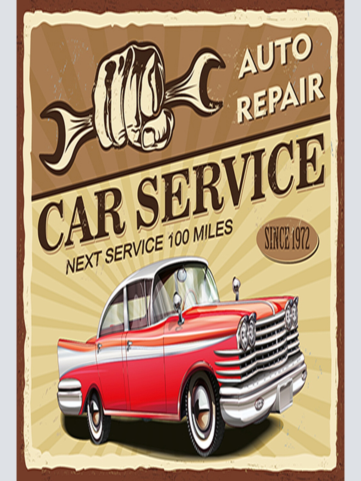 Schild Spruch Car Service Auto Repair Autowerkstatt Oldtimer Comic JW