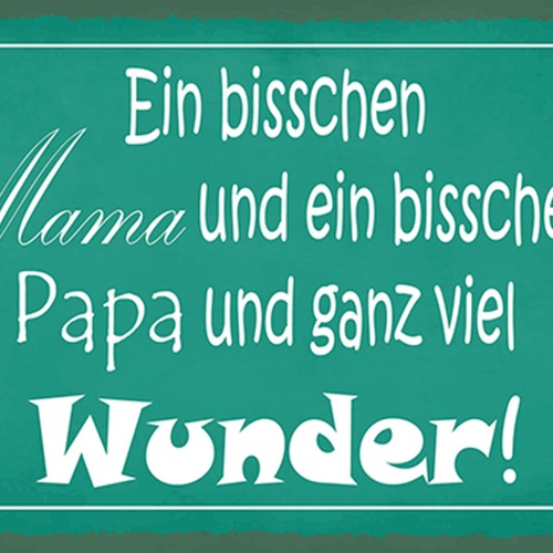Schild Spruch Ein bisschen Mama und ein bisschen Papa und ganz viel Wunder JW