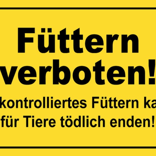 Schild Spruch Füttern verboten Unkontrolliertes Füttern kann für Tier Warnung JW