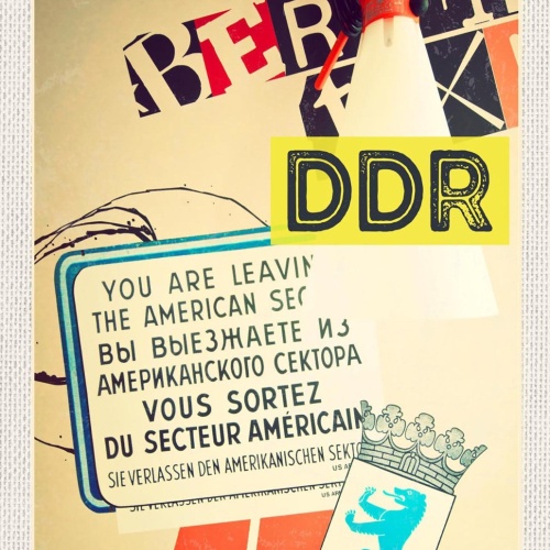 Schild Spruch DDR Berlin Sie verlassen den amerikanischen Sektor JW