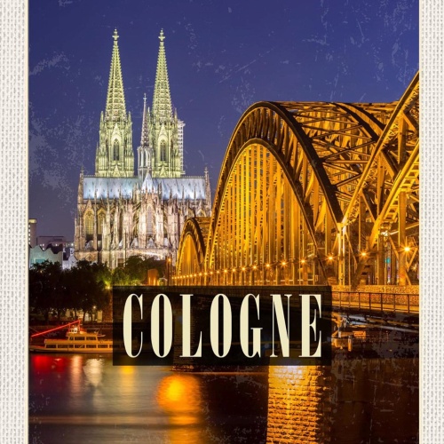 Schild Spruch Cologne Germany Köln Deutschland Dom Brücke Nacht Rhein JW