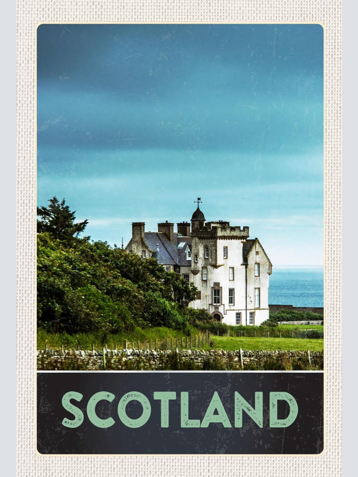 Schild Spruch Scotland Schottland Vereinigtes Königreich Villa Meer JW