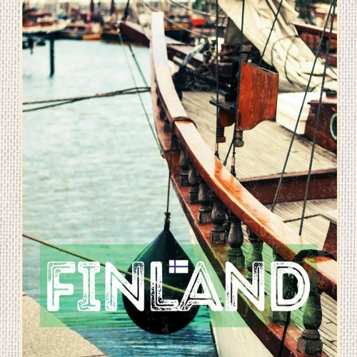 Schild Spruch Finland Finnland Hafen Meer Schiff JW