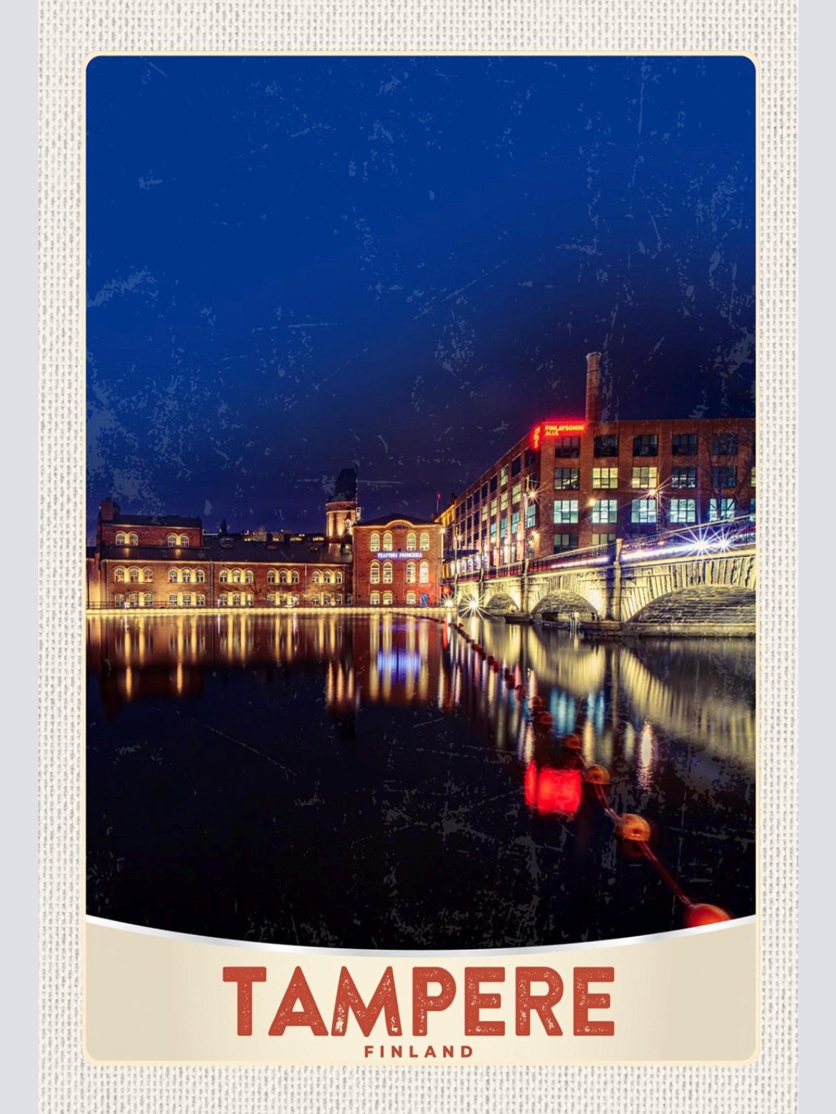 Schild Spruch Tampere Finland Finnland See Nacht JW