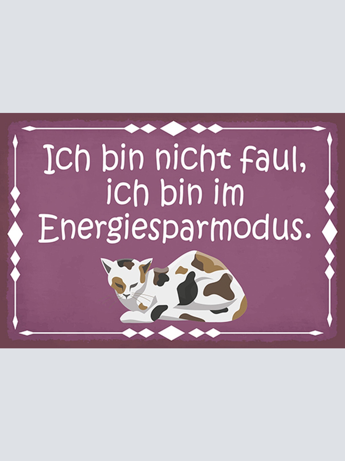 Schild Spruch Ich bin nicht faul Ich bin im Energiesparmodus Katze Comic JW