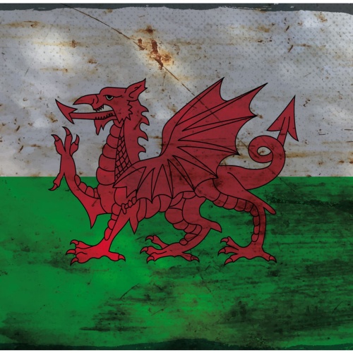 Schild Spruch Flagge Wales JW