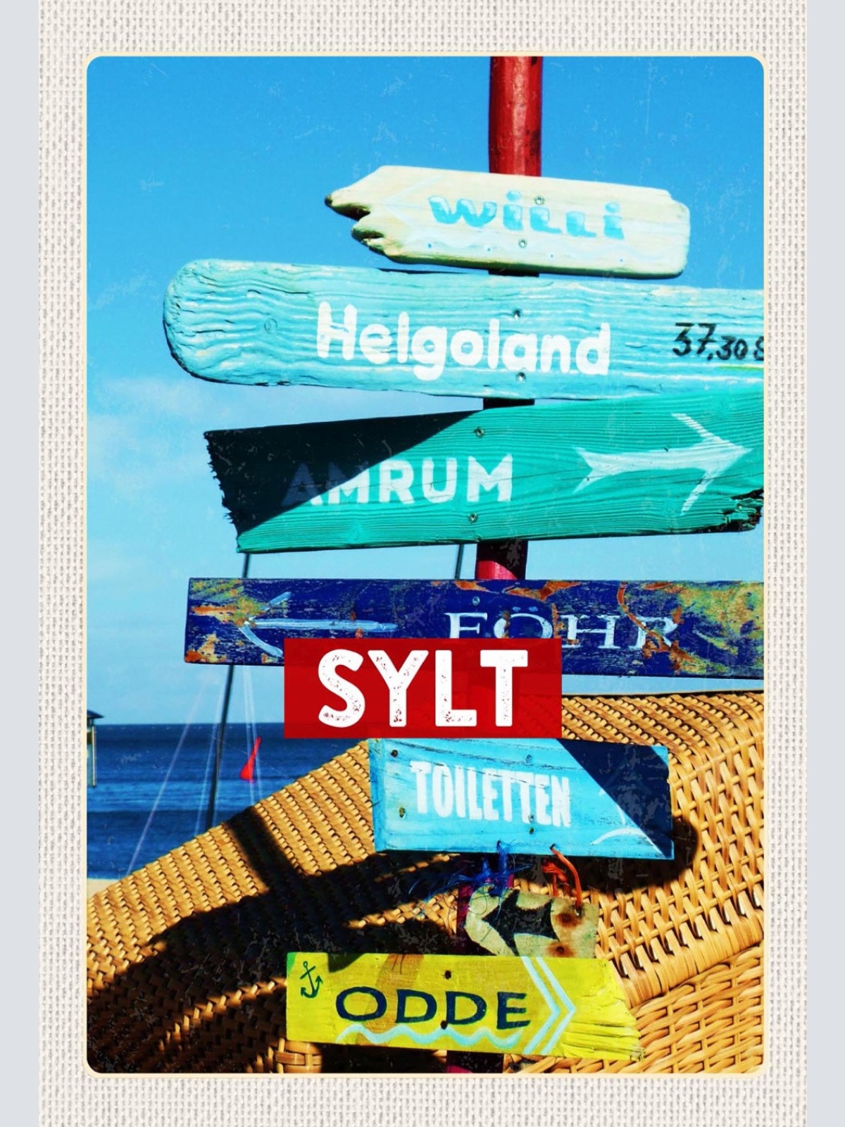 Schild Spruch Sylt Deutschland Wegweiserbaum Willi Helgoland Amrum Toiletten JW