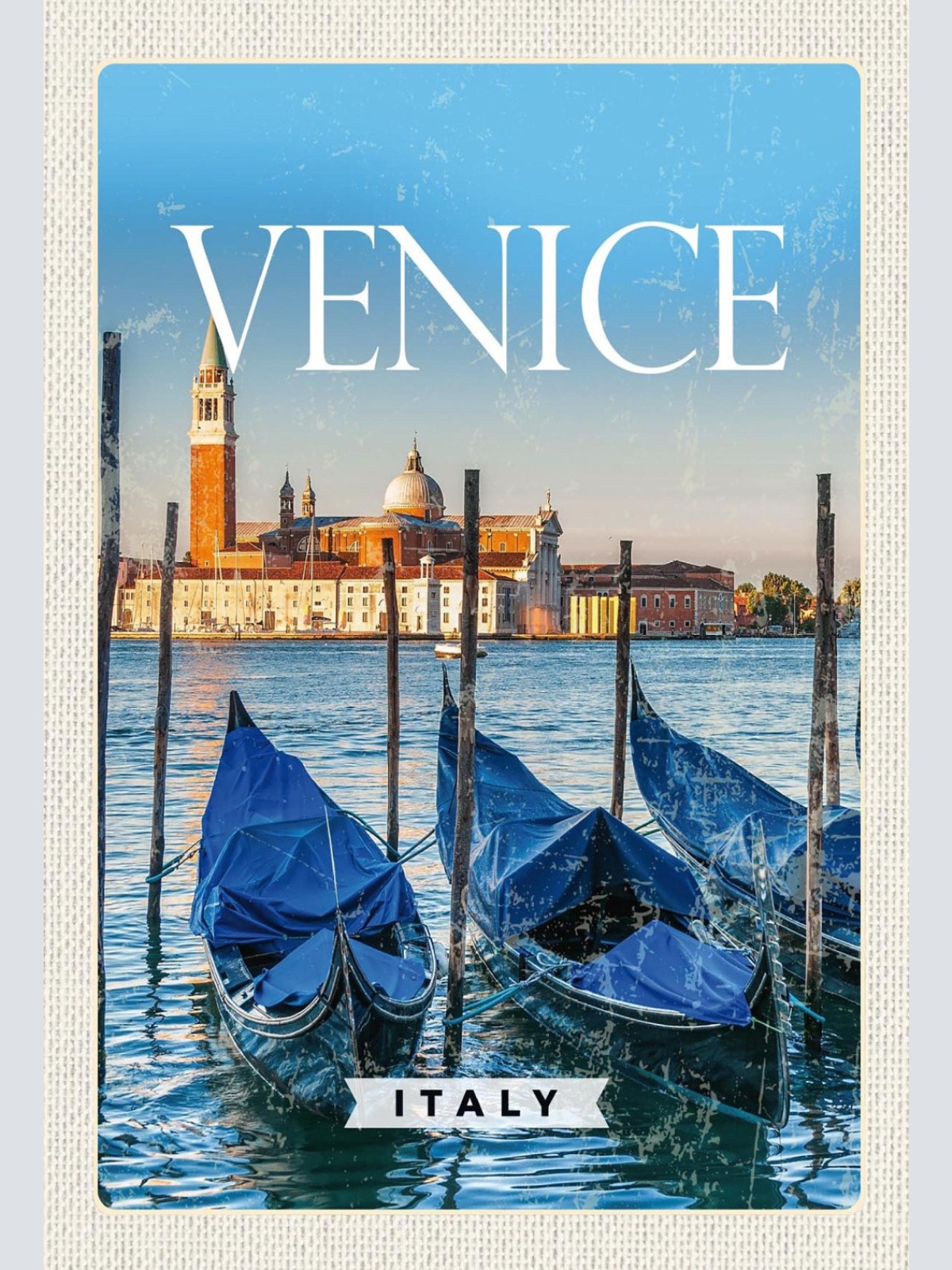 Schild Spruch Venice Venedig Italien Gondeln Meer Dogenpalast Stadtansicht JW