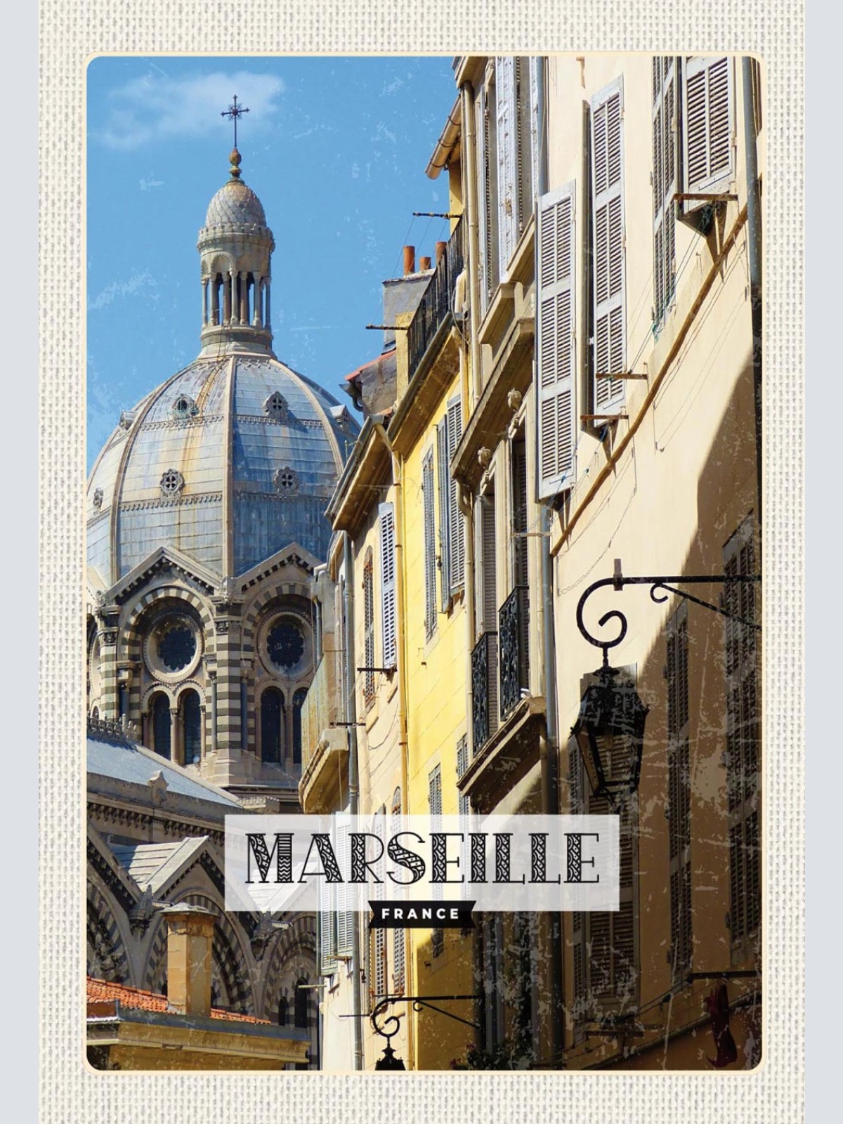 Schild Spruch Marseille France Frankreich Kirche Stadtansicht JW