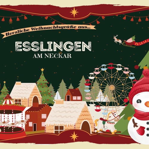 Schild Spruch Herzliche Weihnachtsgrüße aus Esslingen am Neckar Comic JW
