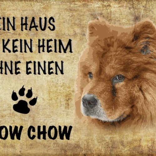 Schild Spruch Haus ist keine Heim ohne Chow Chow Hund JW