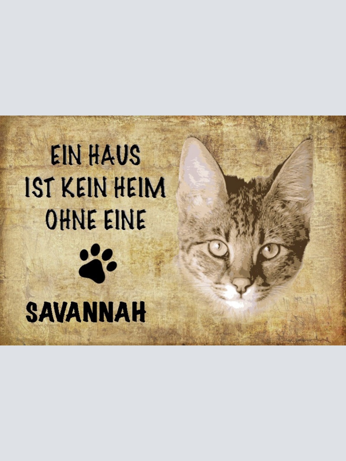 Schild Spruch Haus ist kein Heim ohne Savannah Katze JW