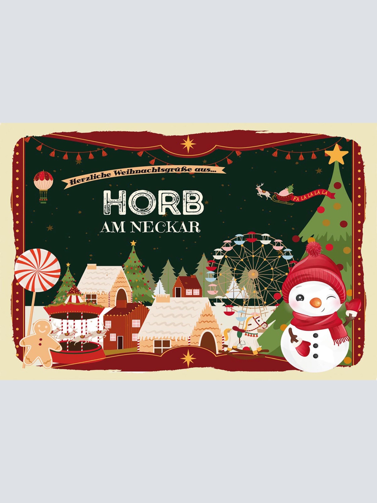 Schild Spruch Herzliche Weihnachtsgrüße aus Horb am Neckar JW