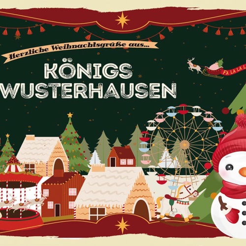 Schild Spruch Herzliche Weihnachtsgrüße aus Königs Wusterhausen Comic JW