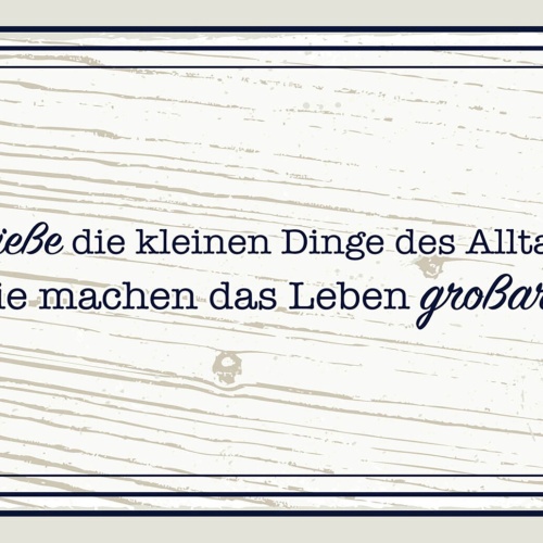 Schild Spruch Genieße die kleinen Dinge des Alltags machen Leben großartig JW
