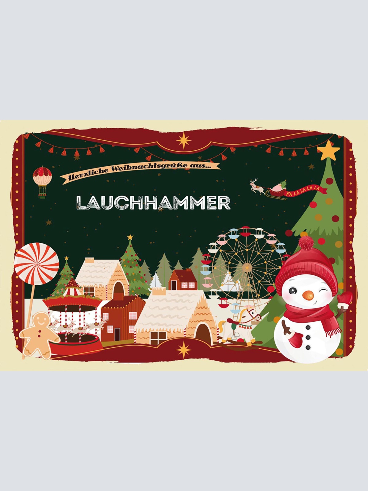 Schild Spruch Herzliche Weihnachtsgrüße aus Lauchhammer Comic Schneemann JW