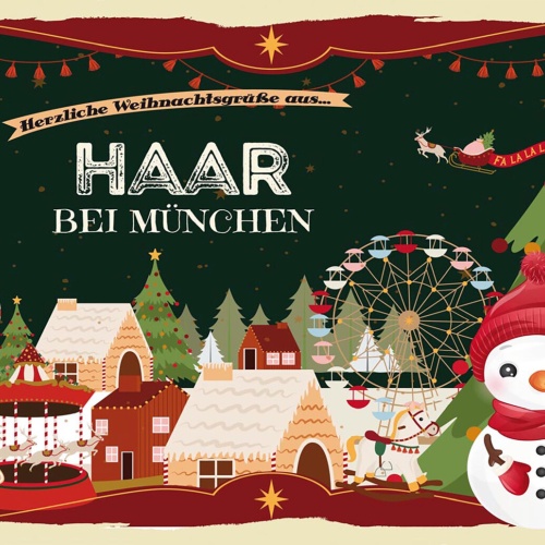 Schild Spruch Herzliche Weihnachtsgrüße aus Haar bei München Comic JW