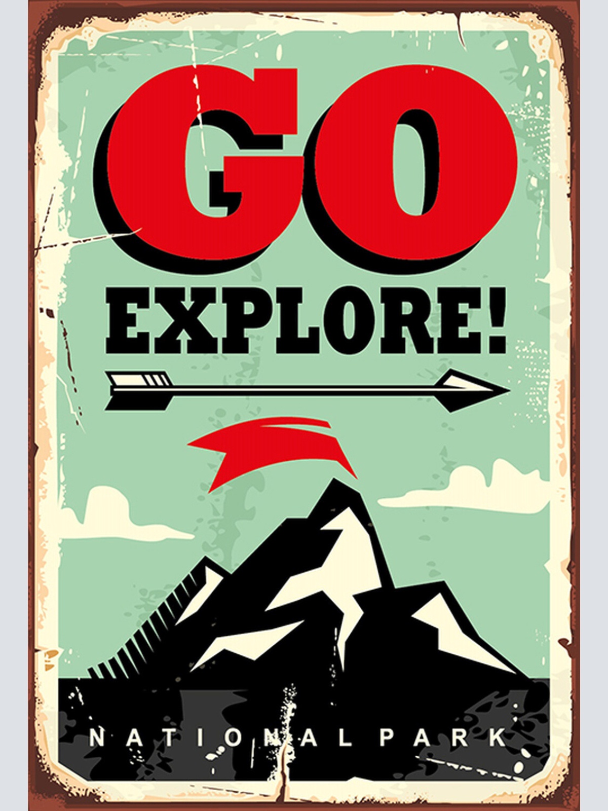 Schild Spruch Go Explore Los Entdecke Nationalpark Comic Urlaub Berg JW