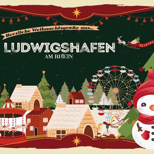 Schild Spruch Herzliche Weihnachtsgrüße aus Ludwigshafen am Rhein Comic JW