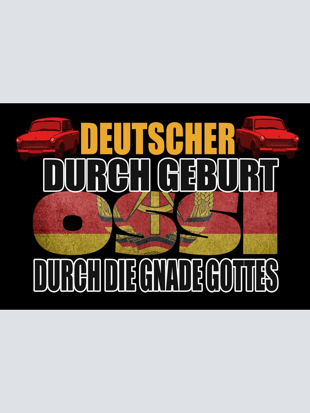 Schild Spruch Deutscher durch Geburt Ossi durch die Gnade Gottes DDR JW