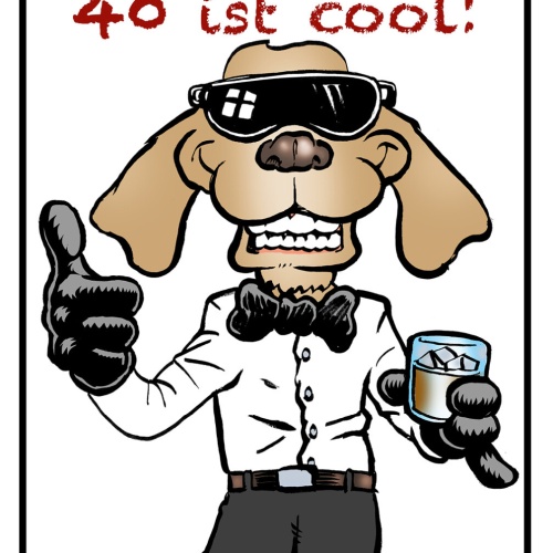 Schild Spruch Happa Birthday Geburtstag 40 ist cool Hund Comic JW