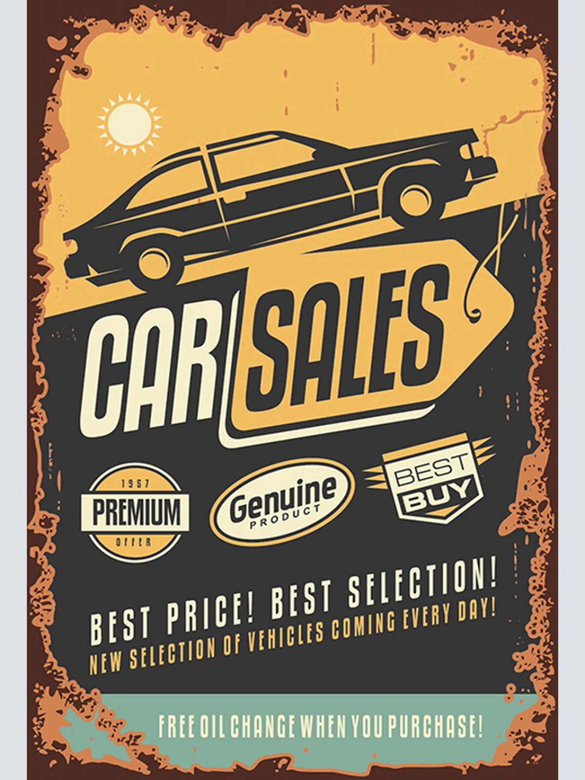 Schild Spruch Car Sales Best Price Best Selection Autohändler Comic JW