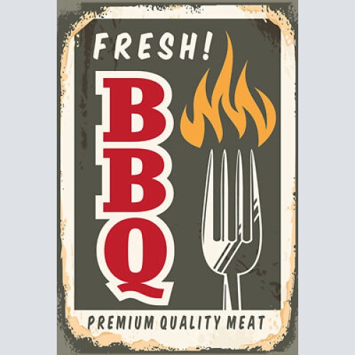 Schild Spruch Fresh BBQ Premium Quality Meat Grillen Essen JW