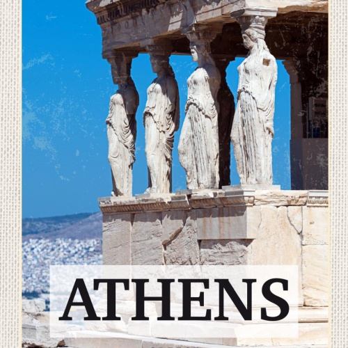 Schild Athens Greece Athen Griechenland Erechtheion 12x18 20x30 30x40 Blech/Holz