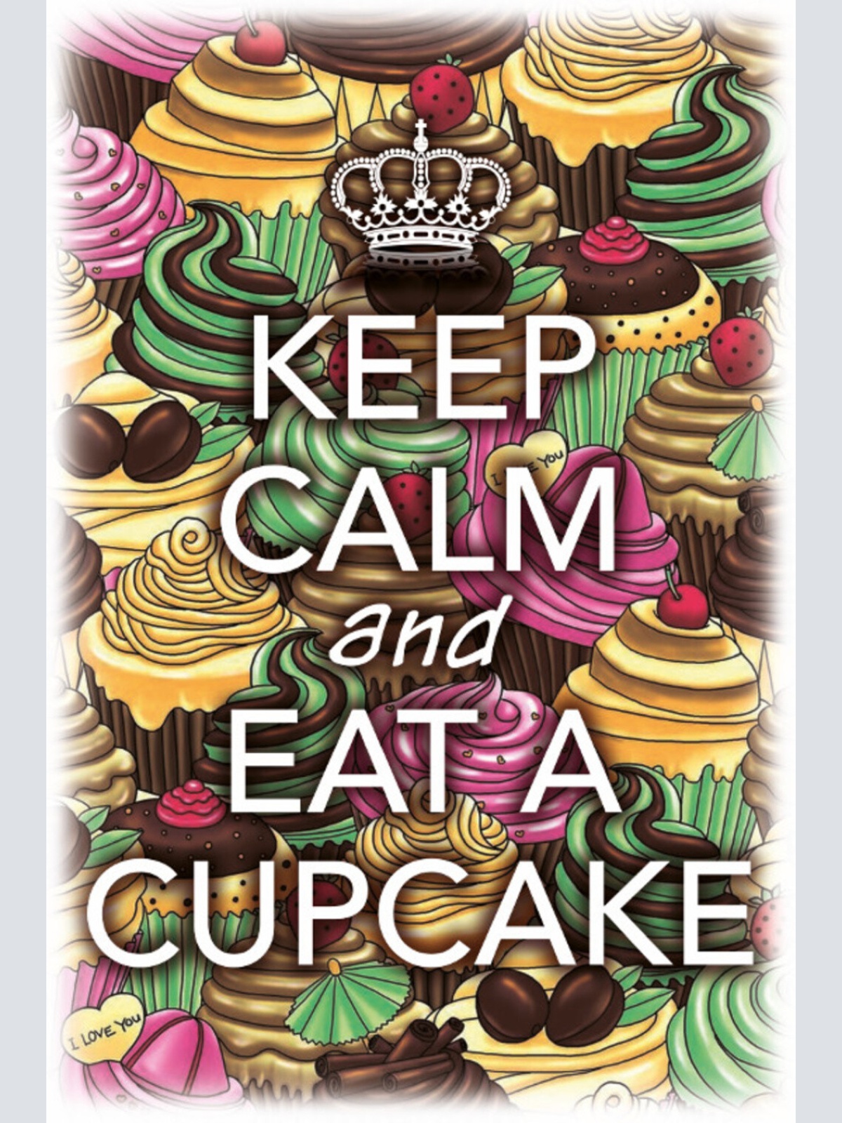 Schild Spruch Keep Calm and eat a cupcake Ruhig bleiben Kuchen essen JW