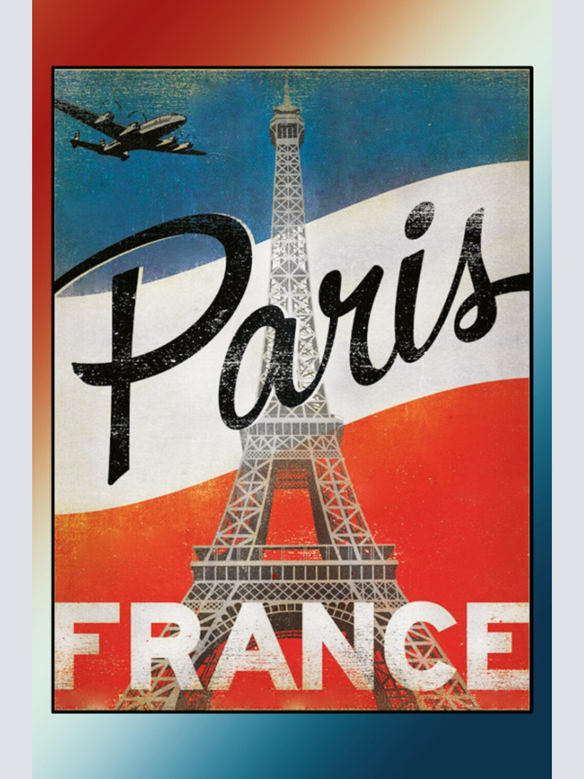 Schild Spruch Paris France Frankreich Eifelturm Nationalflagge JW